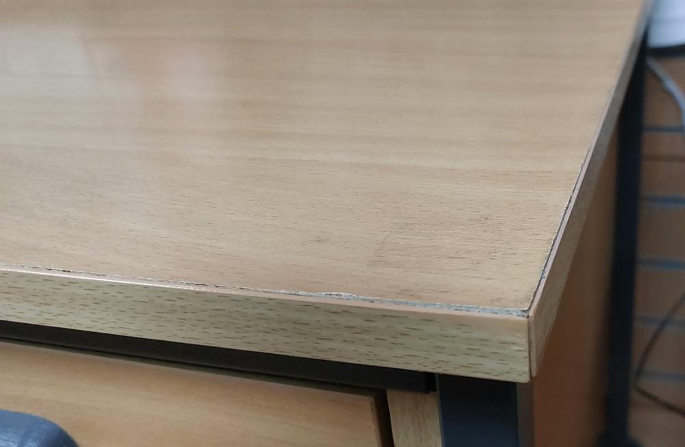 Beech Double Pedestal Desk ( Slight Water Damage And Crack On Drawer Front)
