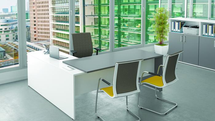 Executive Desk with Return Slate & White