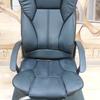Black Leather Executive Chair With Fixed Arms and Chrome Frame