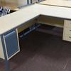 Stone Oak L-Shaped Desk with Drawer/Pullout Tray