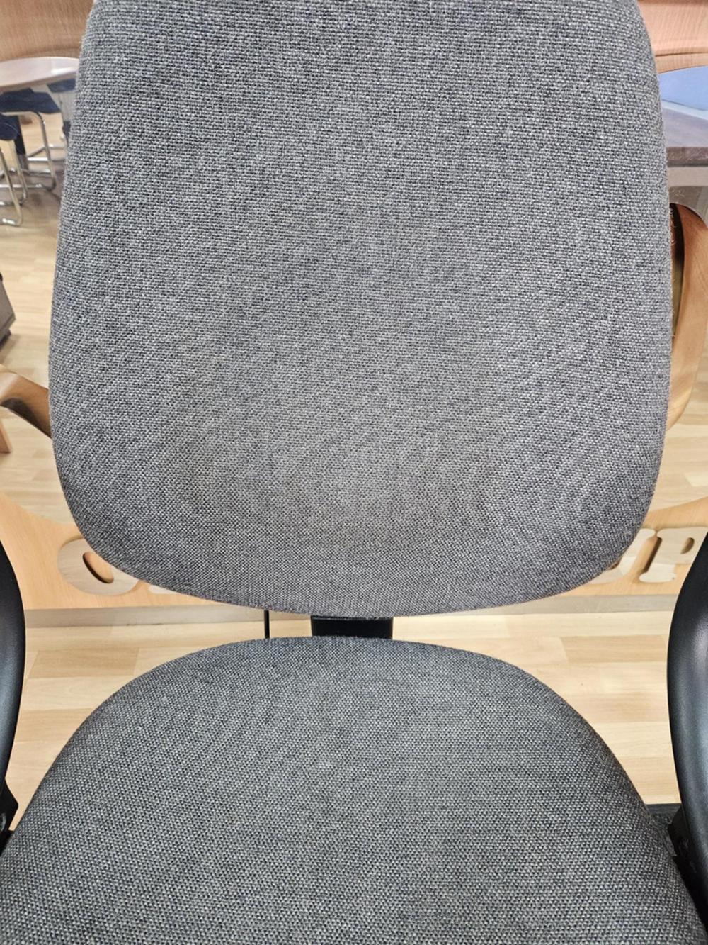 Grey Fabric High Back Chair With Fixed Arms 