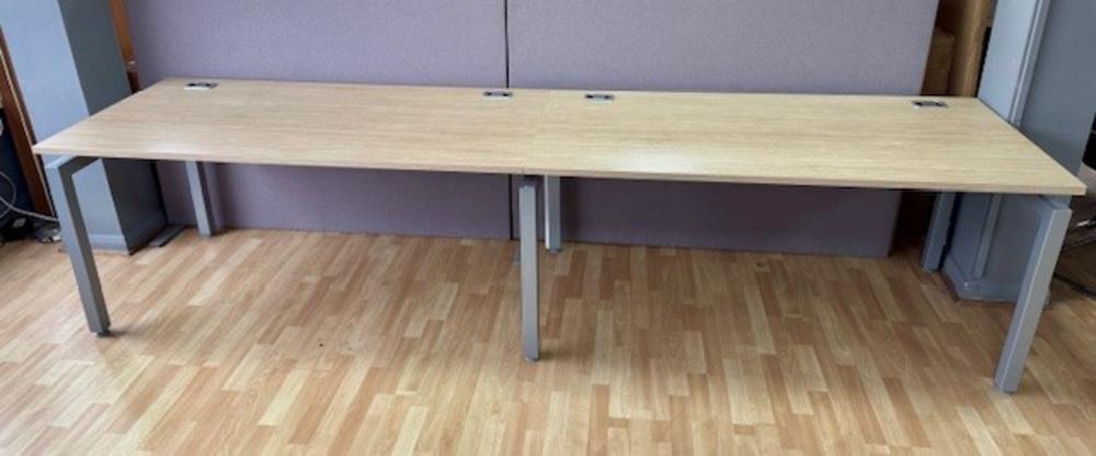 3200 x 800mm Bench Desk in Natural Oak Finish
