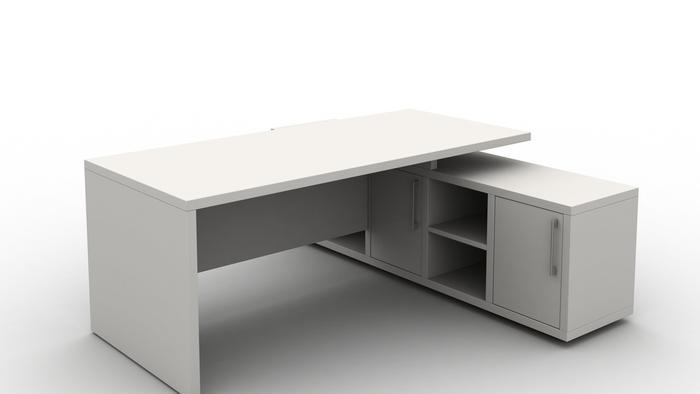 Cirrus Desk with Credenza Three Quarter Modesty Panel Right Hand White