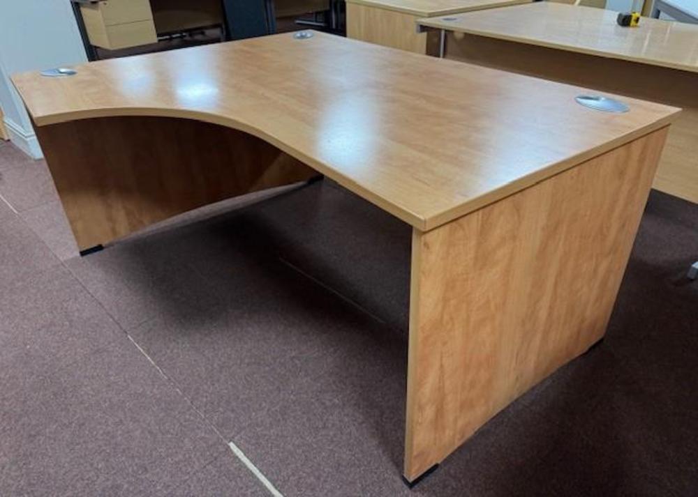 Elite Left Handed 1800mm Radial Desk With Panel End Legs in Champagne