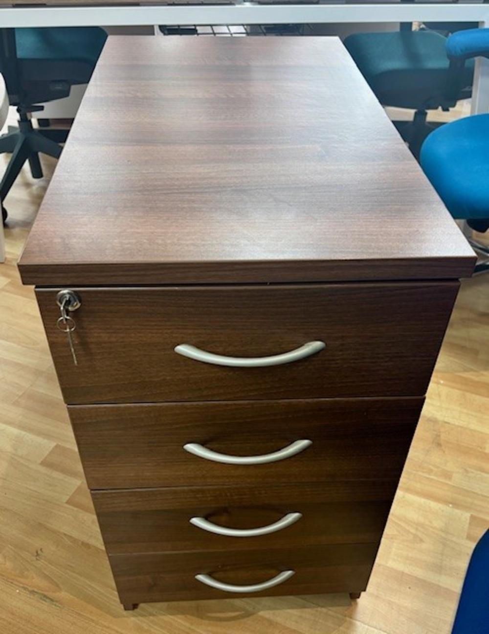 Walnut 800mm Deep Desk High Pedestal
