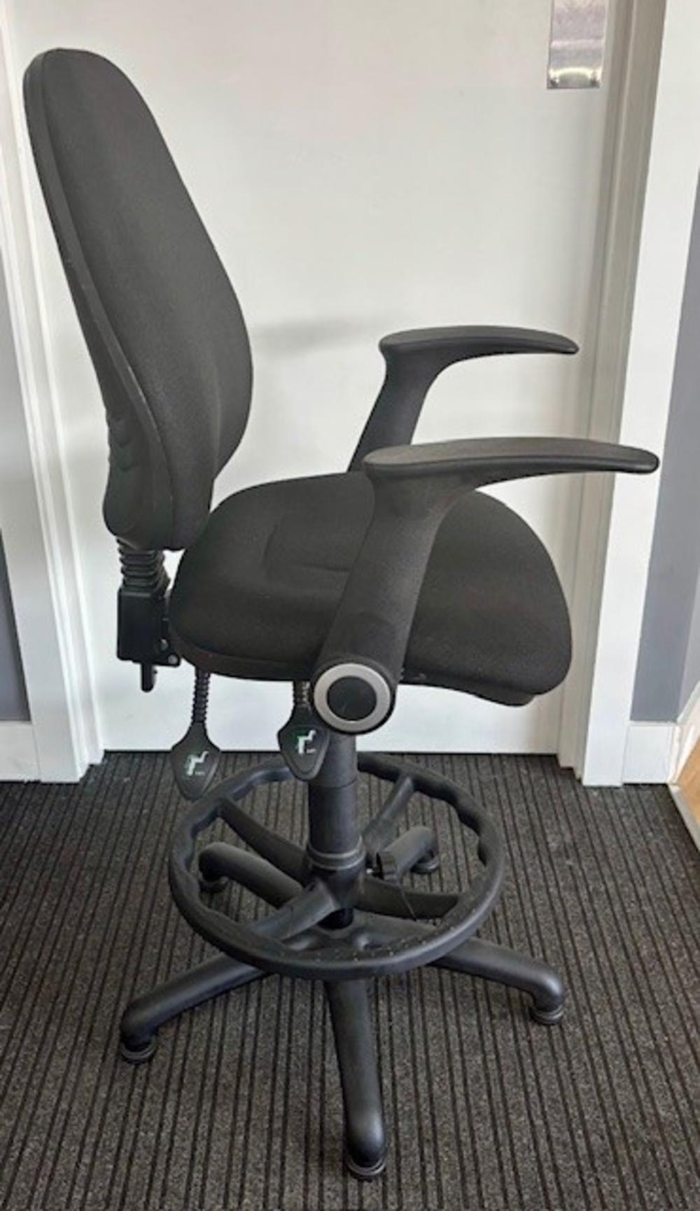 Black Draughtsman Chair with Foldback Arms