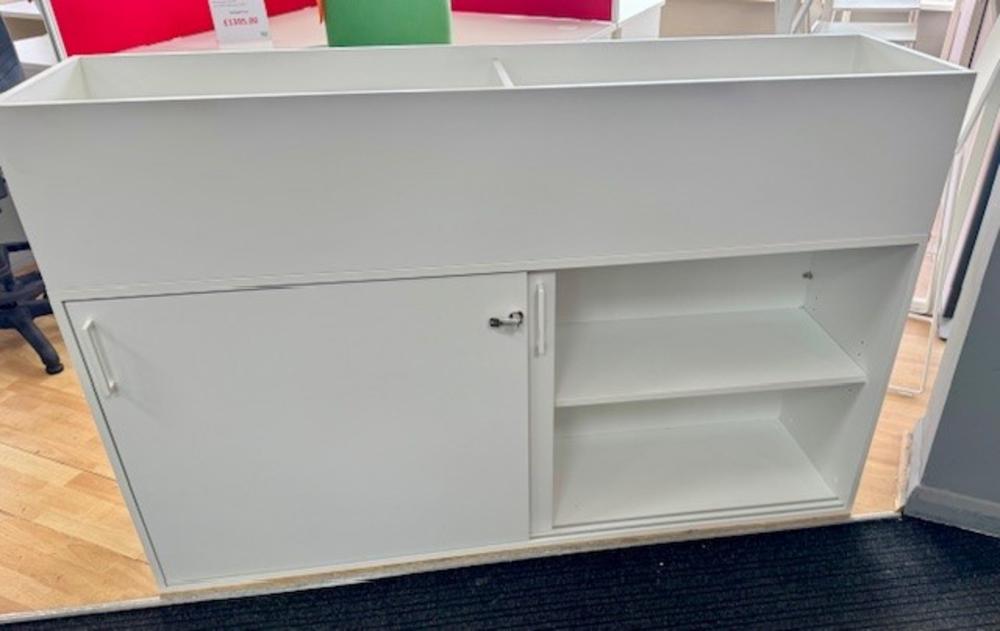 Lockable Sliding Door Cupboard with Open Top Storage Section 