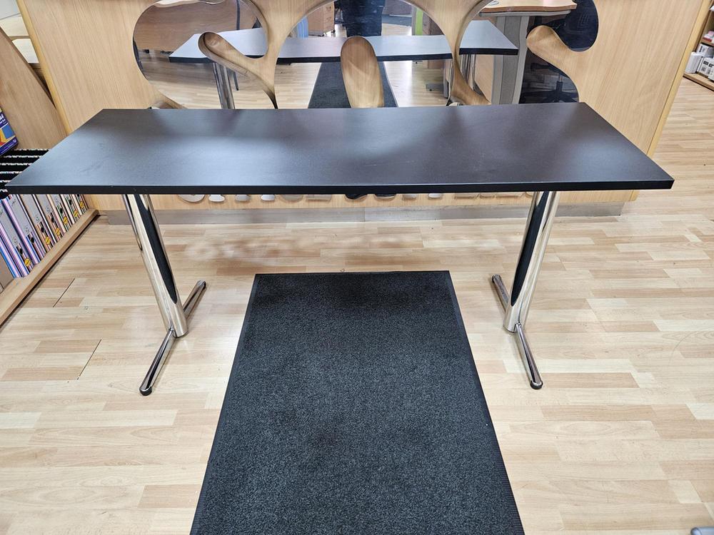 1575mm Wide Black Narrow Workstation / Meeting Table