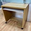 Oak Home Office Computer Desk with White Pull Out Keyboard Shelf