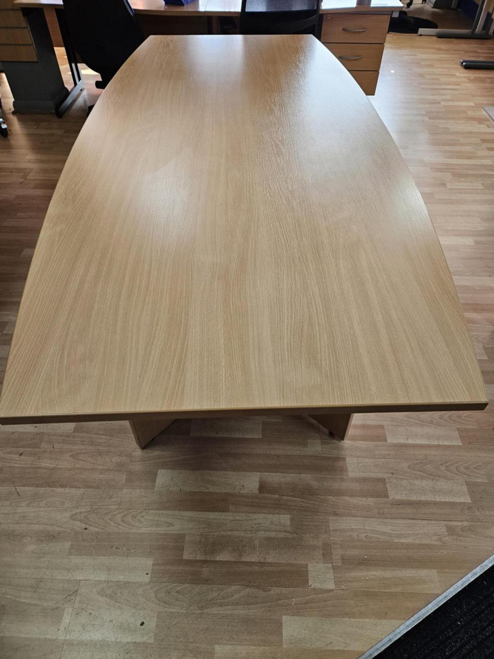 Beech Boat Shape Boardroom Table 2400mm x 1200mm 