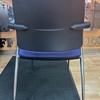 Set of 3 Blue Side Chairs with Fixed Arms and Chrome Legs