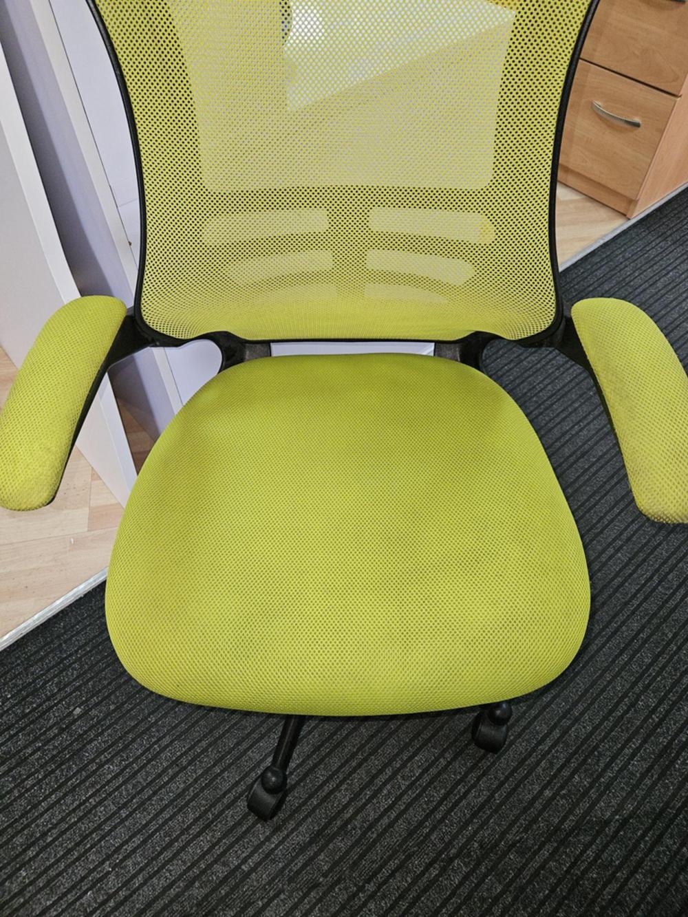 Lime Green Mesh Chair With Fold Up Arms 