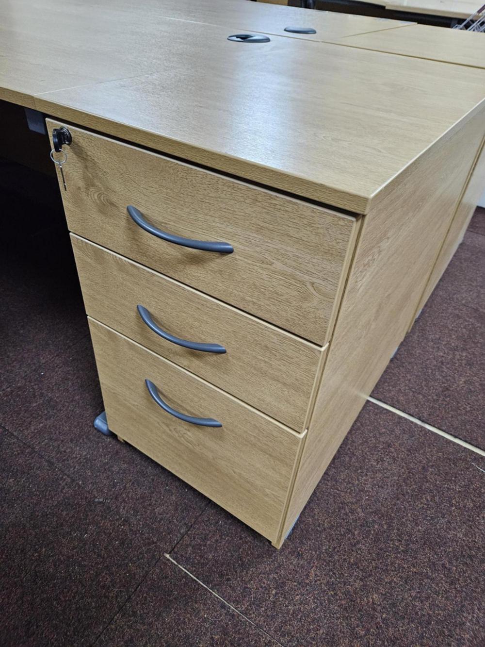 Light Oak Radial Desk With Desk High Pedestals 