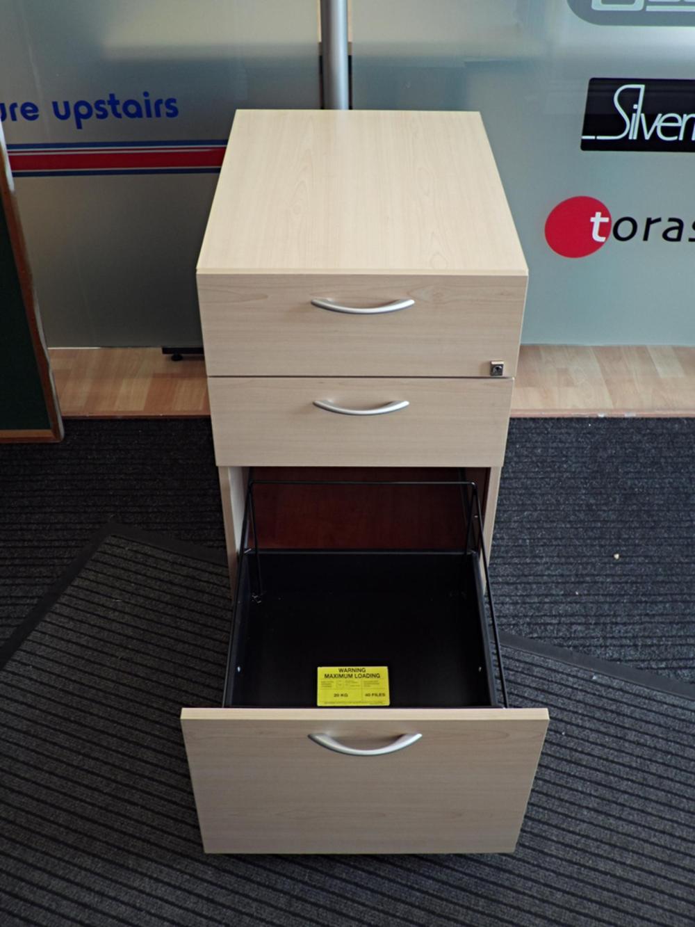 Maple Lockable Under Desk Mobile Pedestal 