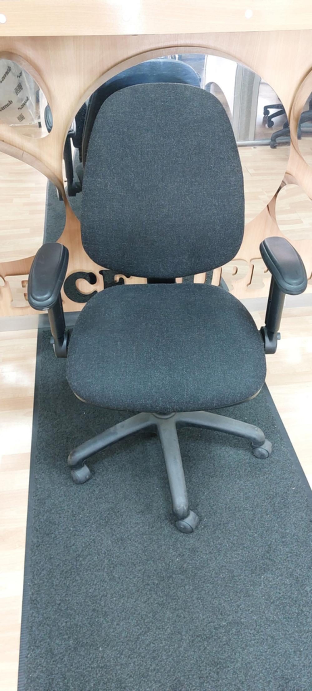 Black Fabric Operator Chair With Adjustable Arms