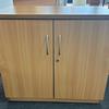 OI Beech Desk High Double Door Cupboard