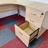 Right Handed Stone Oak Radial Desk With Lockable Pedestal Drawer