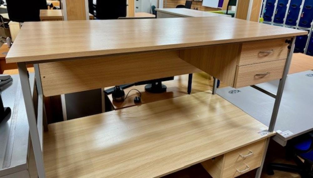 1500mm Stone Oak Lockable Single Pedestal Desk
