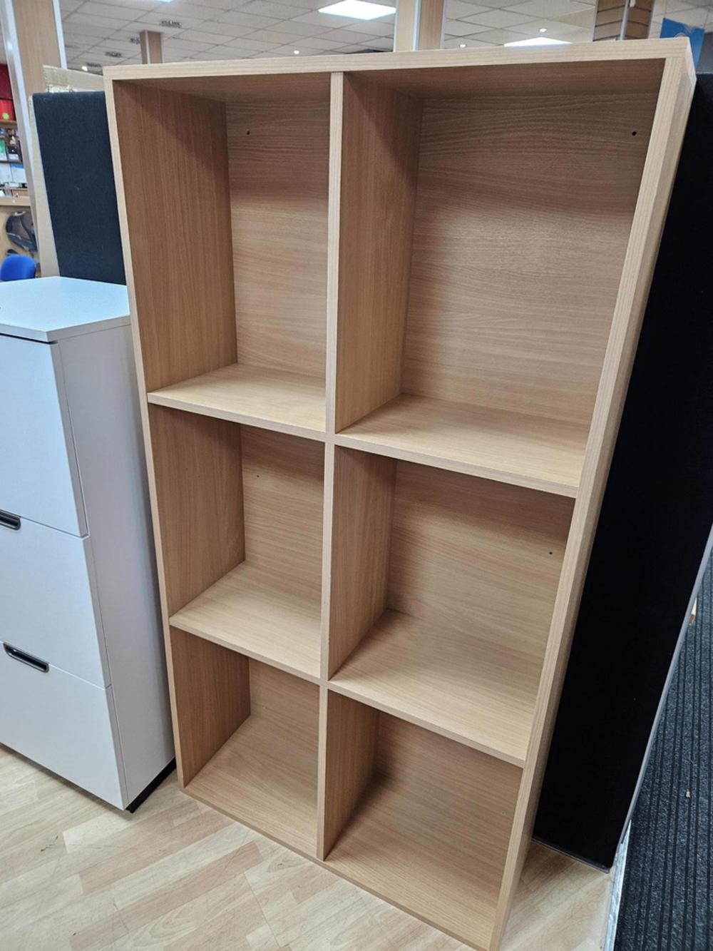 Wooden Beech Bookcase With Fixed Shelves And Solid Back Panel