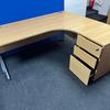 Right Hand 1800mm Radial Desk in Beech with Lockable Desk High Pedestal