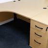 Calva Oak Left Handed 1400mm Desk With 800mm Desk High Pedestal 
