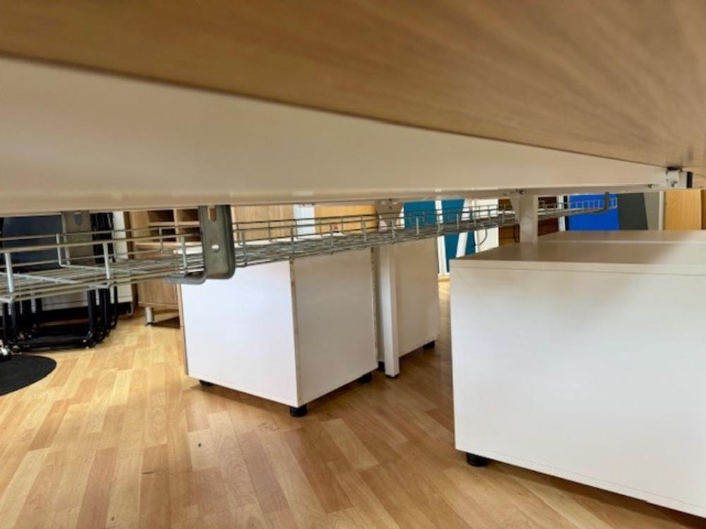 Senator 4 Person Beam Desk with Soft Close Pedestal Drawers, Dividing Screens and Cable Trays