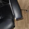Black Leather Chair With Fixed Arms Slight Damage To The Corners On Arms