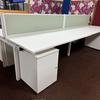 White 3200mm Four Person Beam Desk Workstation with Central Dividing Screens