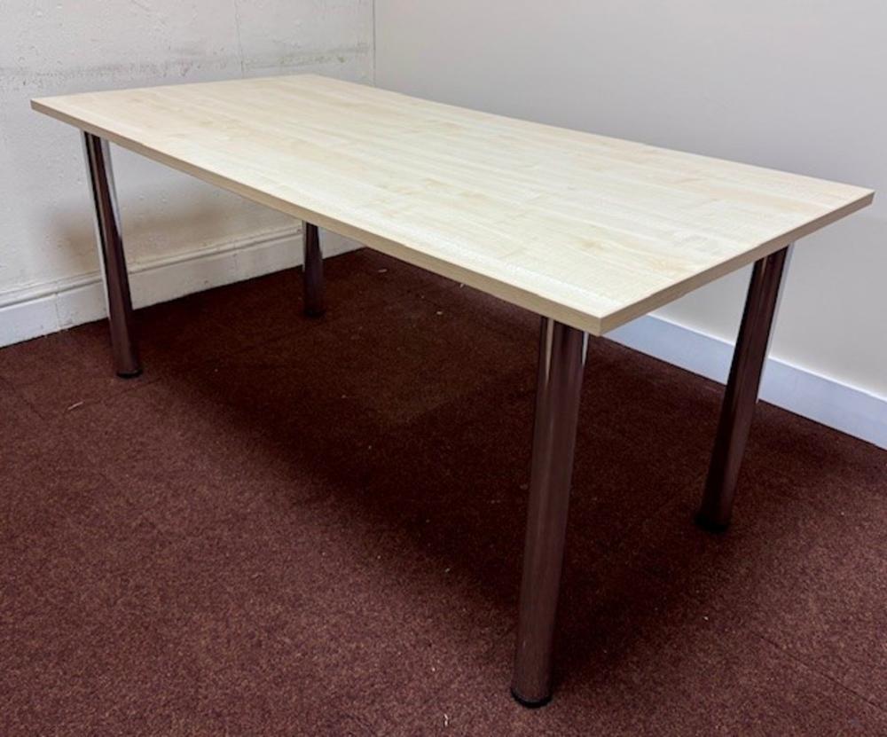 Maple Table 1600mm x 800mm on Chrome Post Legs