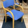 Oak Framed Stacking Arm Chair Pale Blue Fabric Split In Fabric