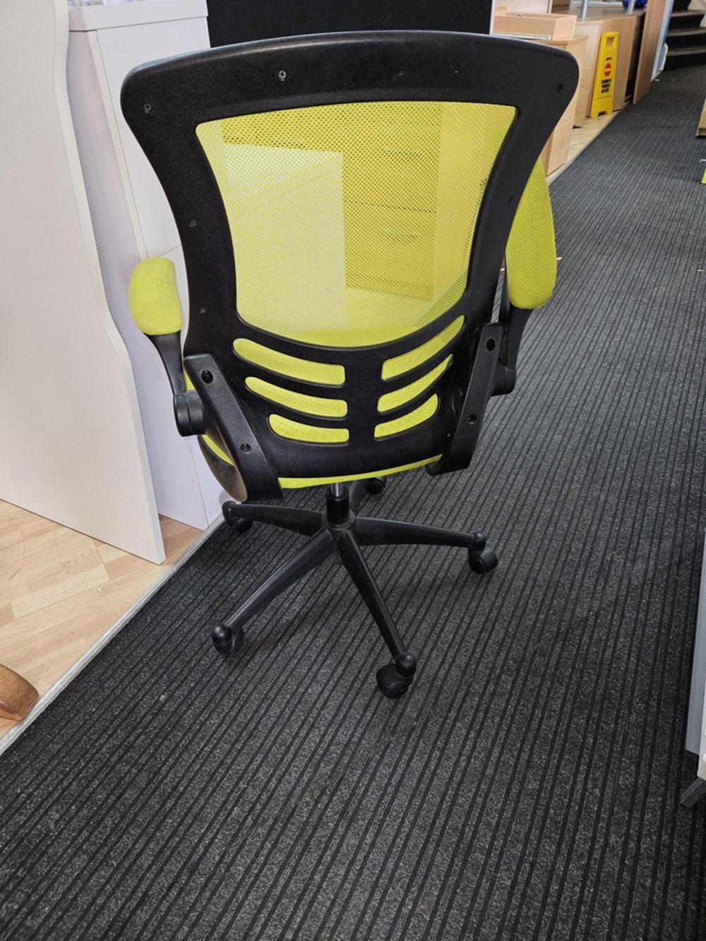 Lime Green Mesh Chair With Fold Up Arms 