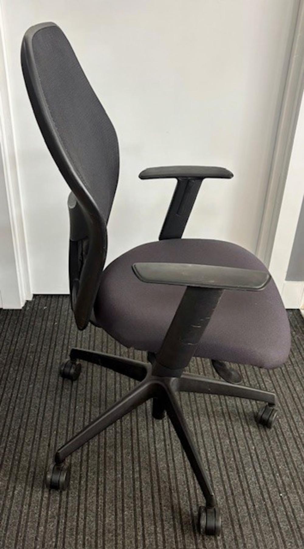 Black Mesh Back Operator Chair With Adjustable Arms 