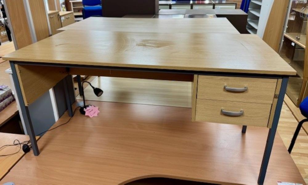 Beech Single pedestal desk - Scratch to the Top 1505mm Long