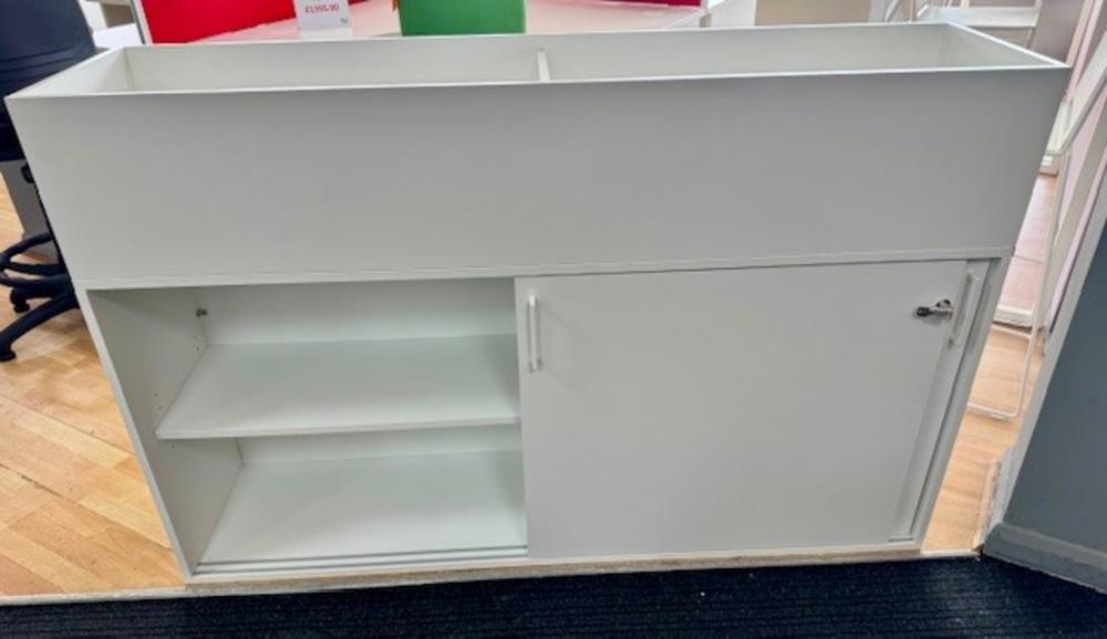 Lockable Sliding Door Cupboard with Open Top Storage Section 