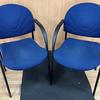 Pair of Blue Stacking Arm Chairs with Black Frame