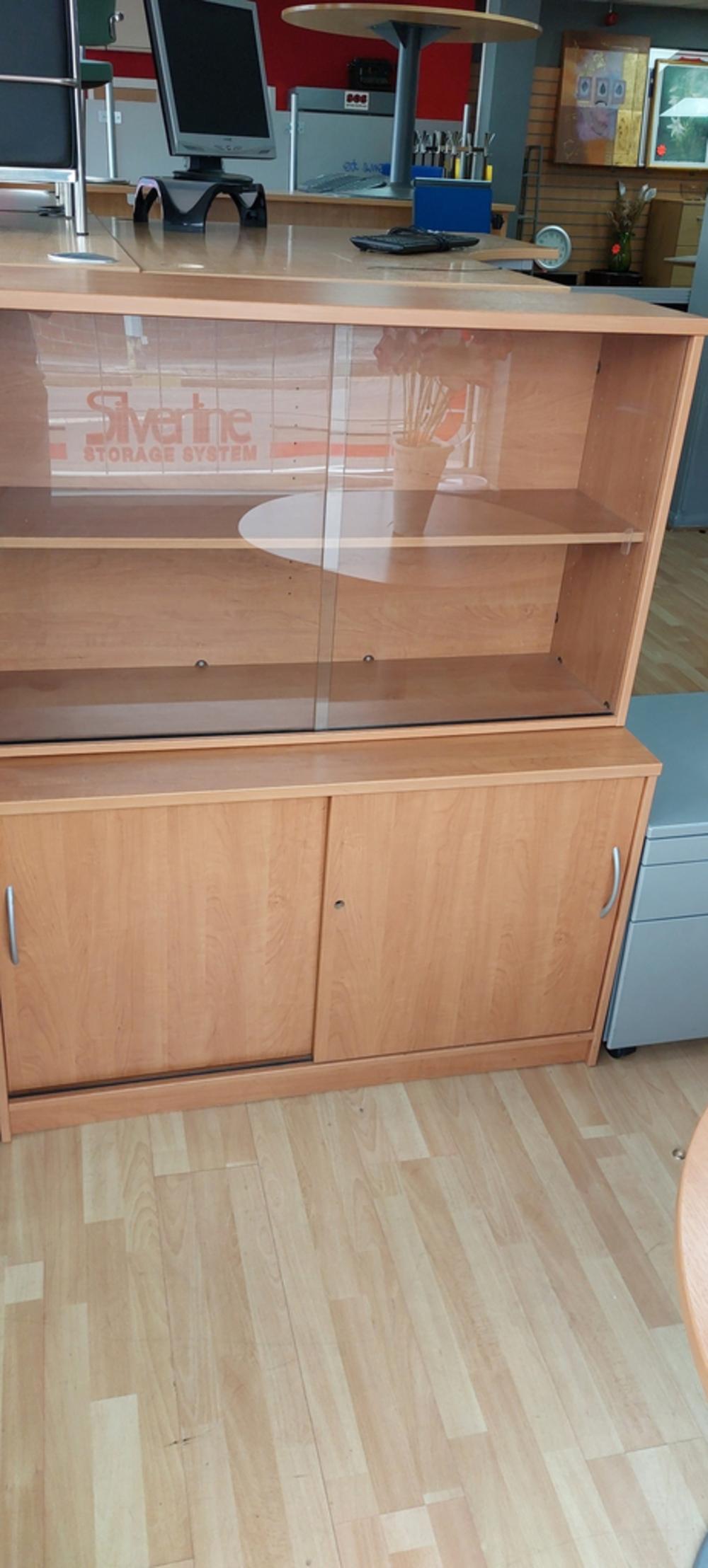 1200mm Wide Cherry Glass Display Cabinet With Base Unit