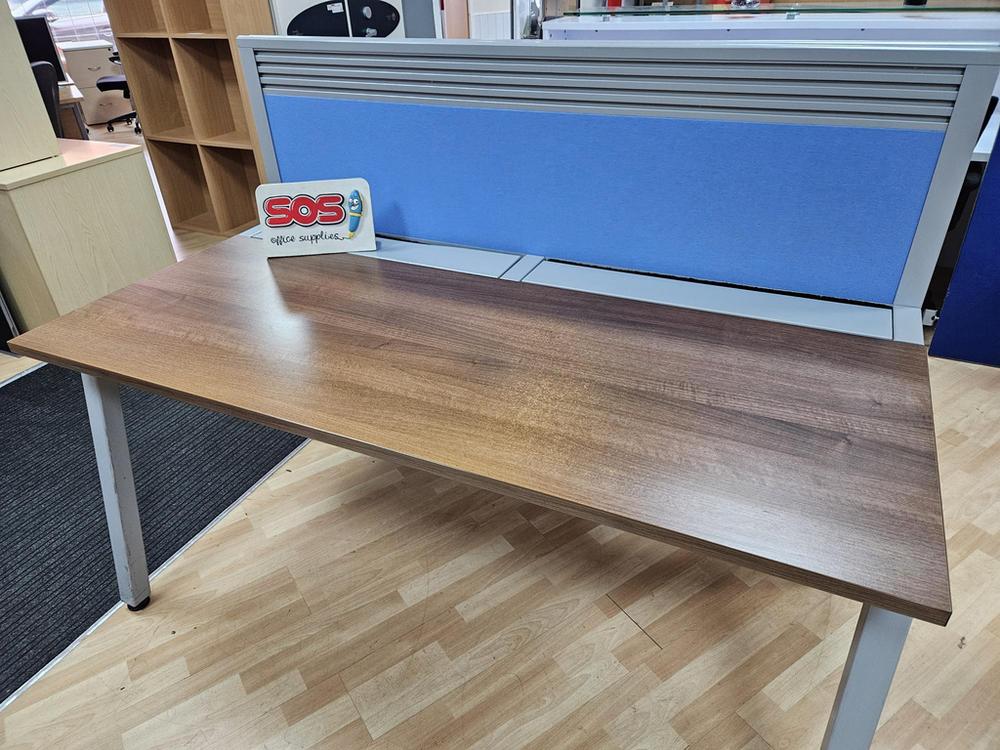 Walnut 1600mm Bench Desk with Tool Rail and Screen