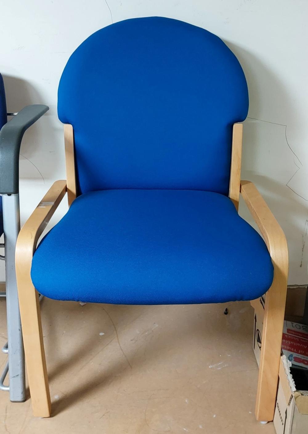 Blue Low Level Reception Chair with Wooden Frame
