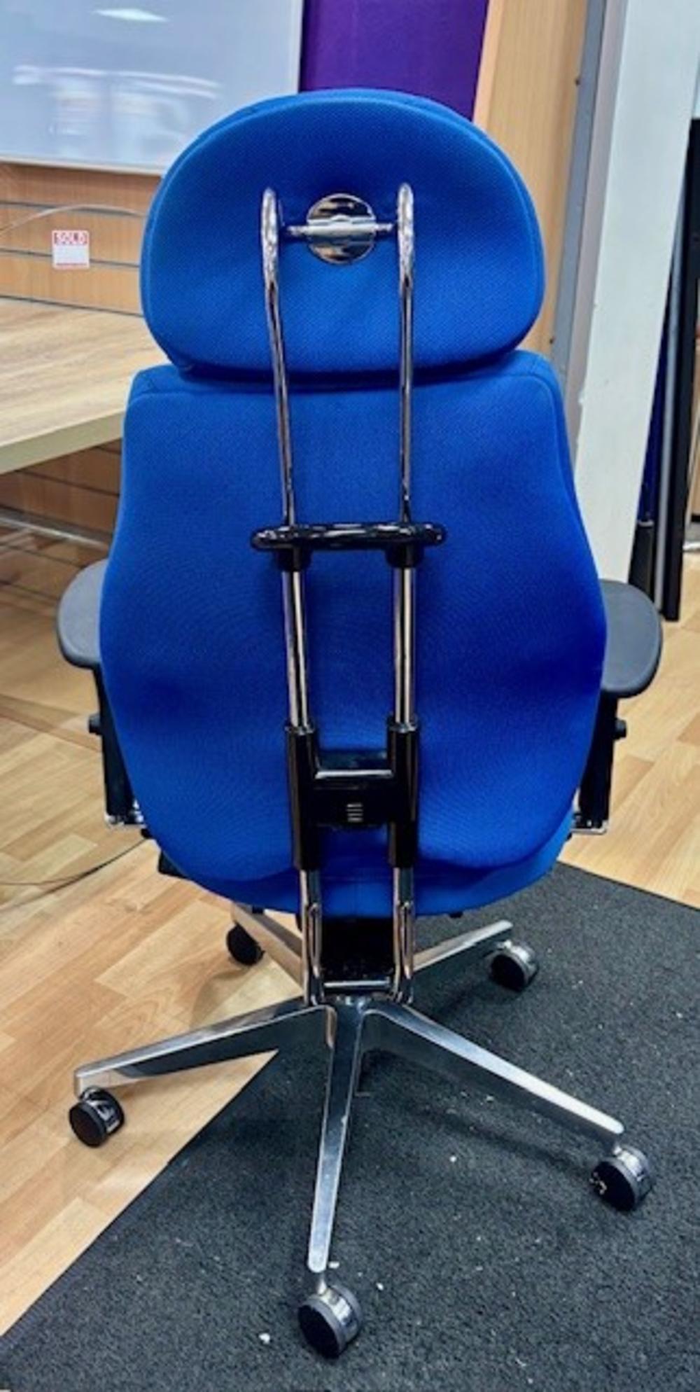 Blue Chiro Plus Chair with Headrest and Multi Adjustable Arms