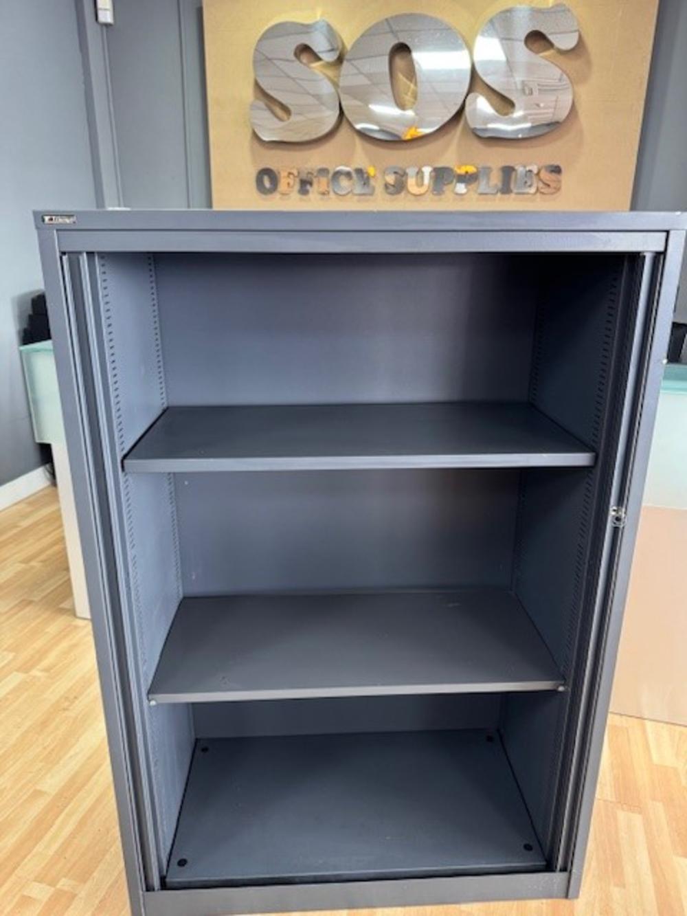 Lockable Triumph 1520mm High Tambour Cupboard in Graphite
