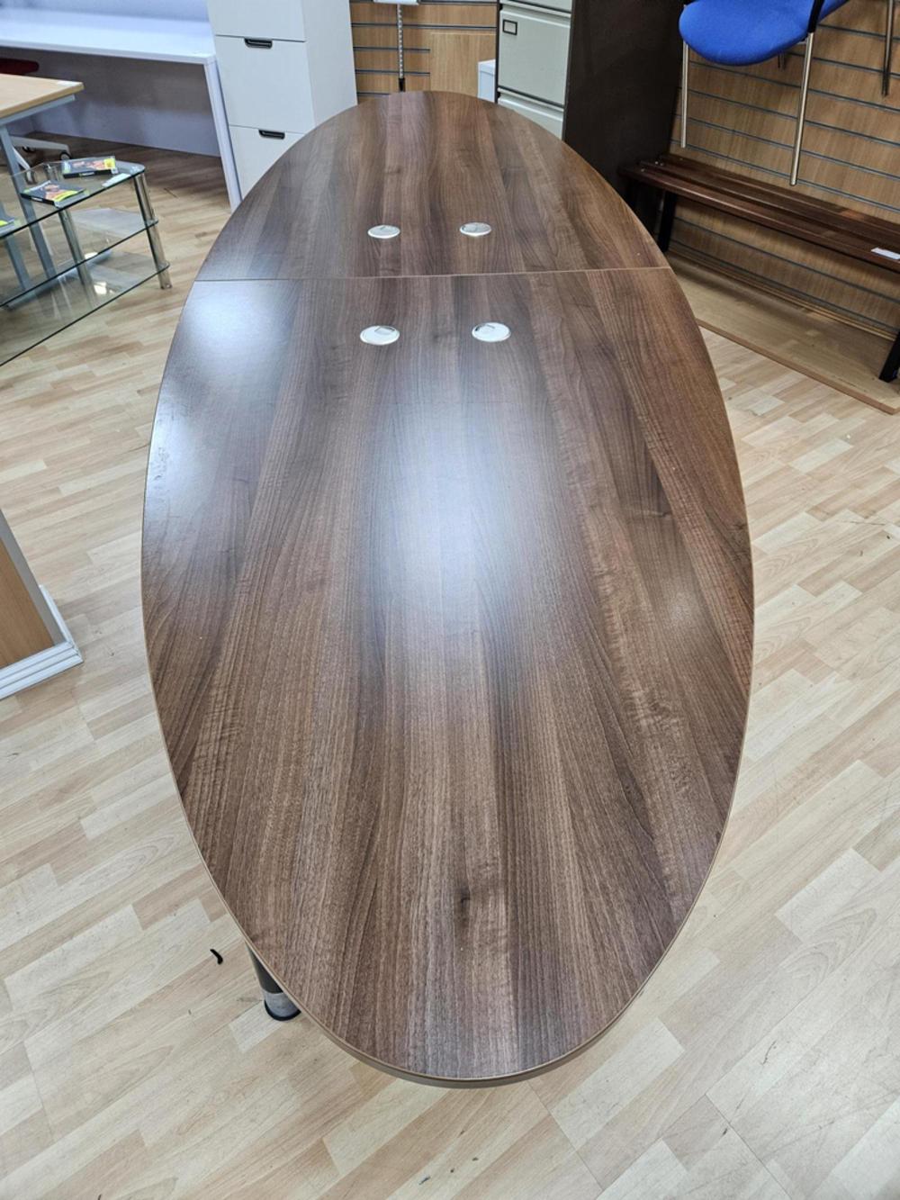 Elliptical Walnut 3600mm Boardroom Table With Cable Ports