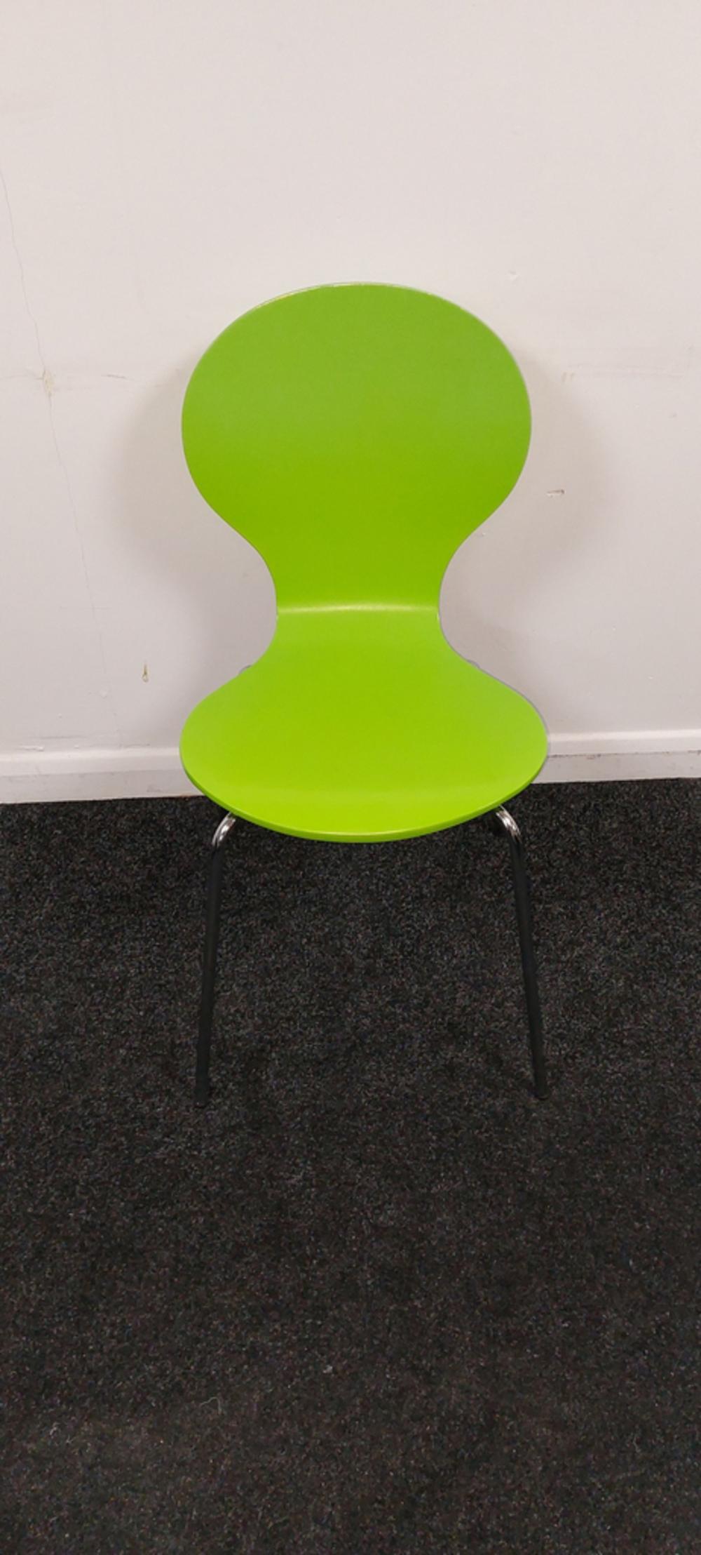 Set Of 4 Wooden Lime Green Stacking Chairs 