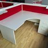 1600mm Radial Desk With Pedestal Drawer and Desk Top Screen