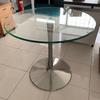 (New Ex Display) 800mm Dia Glass Table With Stainless Steel Base