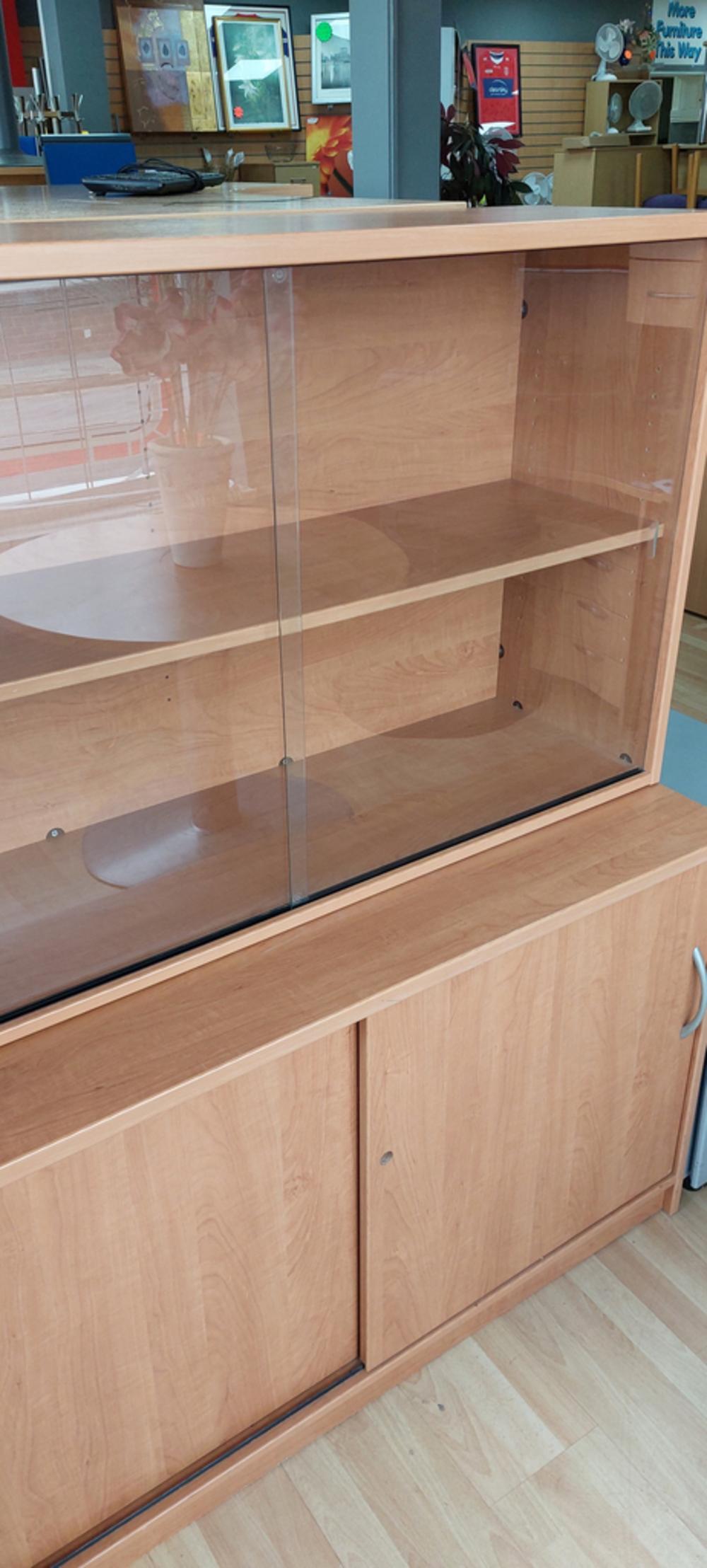 1200mm Wide Cherry Glass Display Cabinet With Base Unit