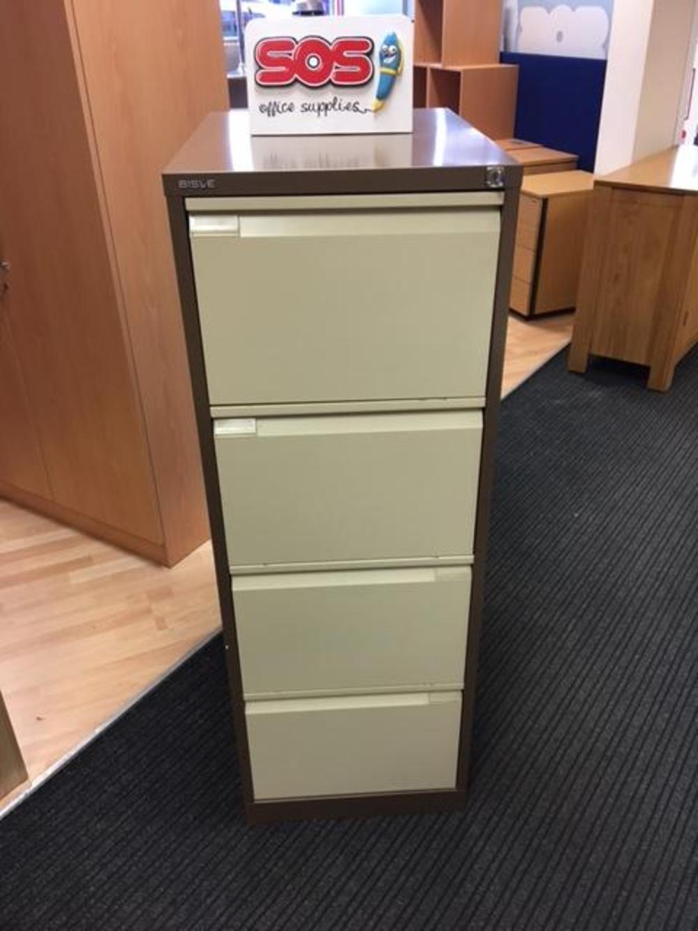 Bisley Executive Heavy Duty 4 Drawer Filing Cabinet Brown / Beige