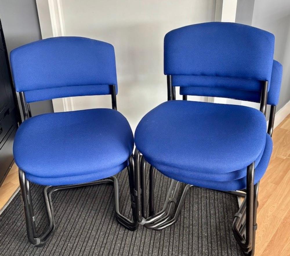 Set of 5 Blue Stackable Cantilever Side Chairs