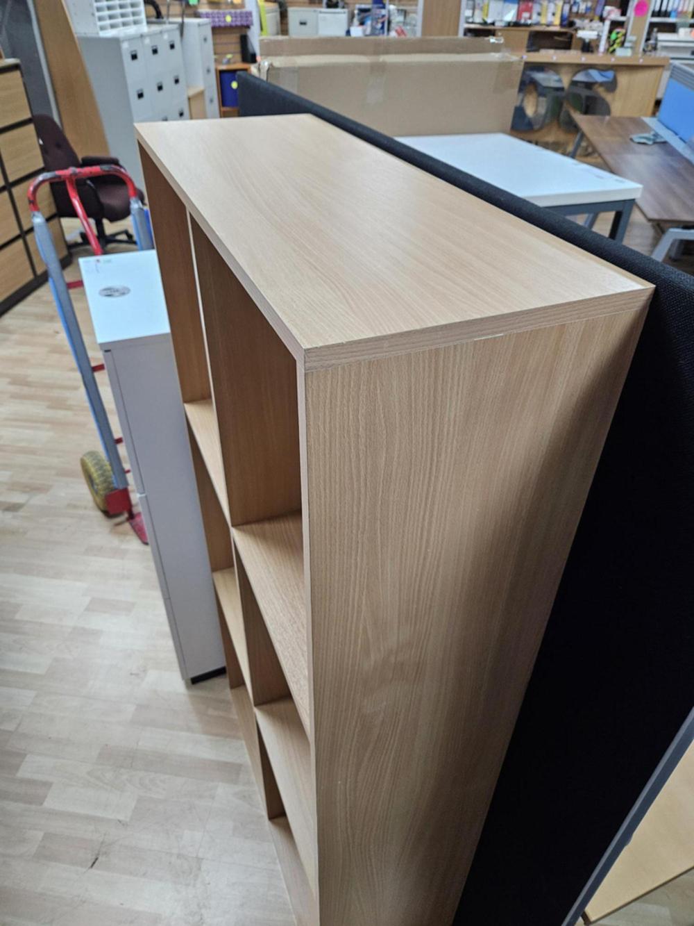 Wooden Beech Bookcase With Fixed Shelves And Solid Back Panel