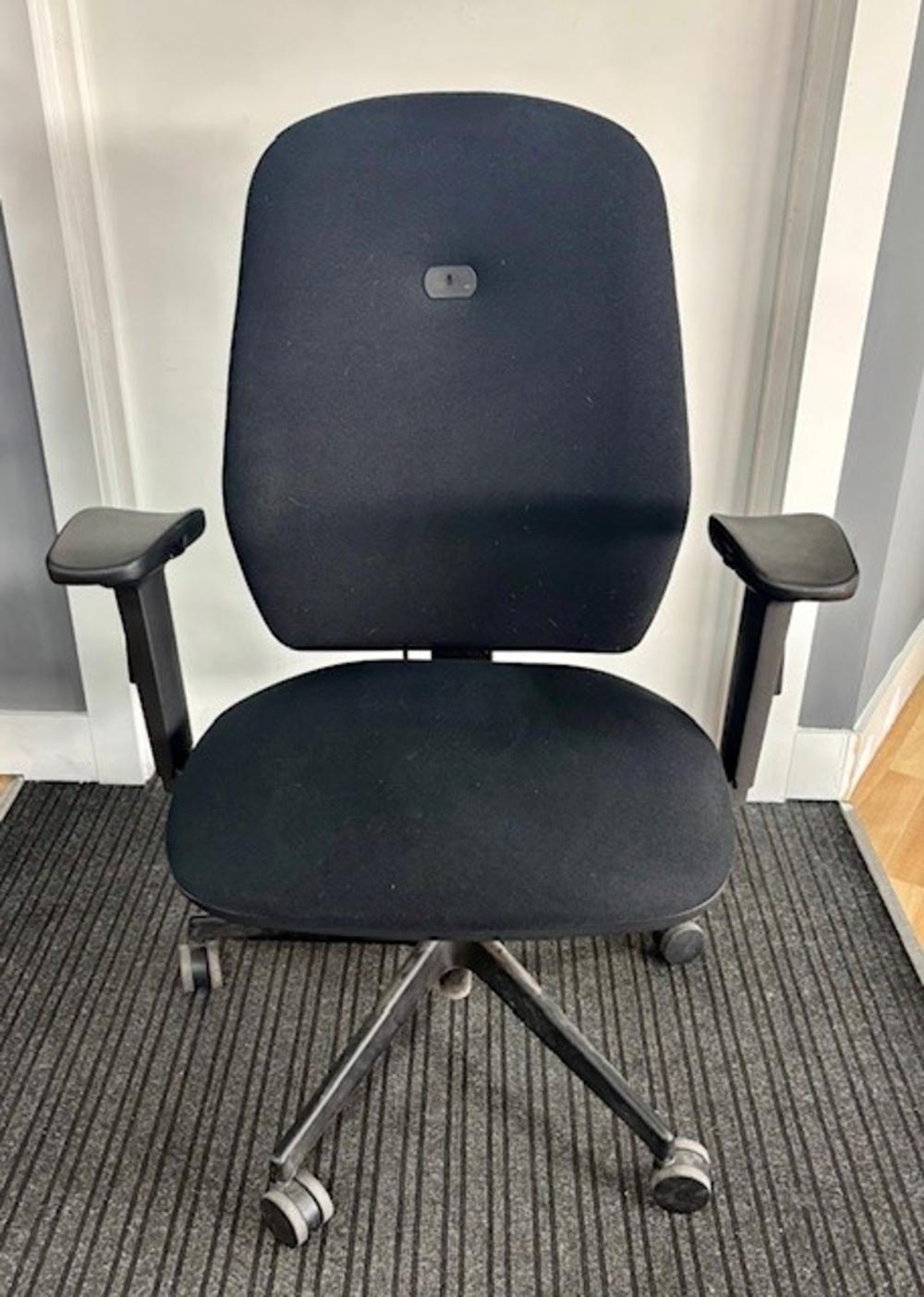 Black 4 Lever Task Chair with Pump Up Lumbar and Adjustable Arms