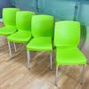 Set of 4 Lime Green Plastic Stacking Chairs